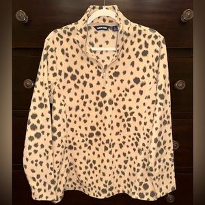 Lands End, large, quarter zip fleece, animal print